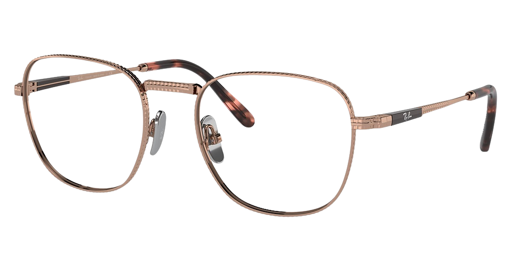 Ray-Ban RX8258V FRANK TITANIUM round eyeglasses in Rose Gold