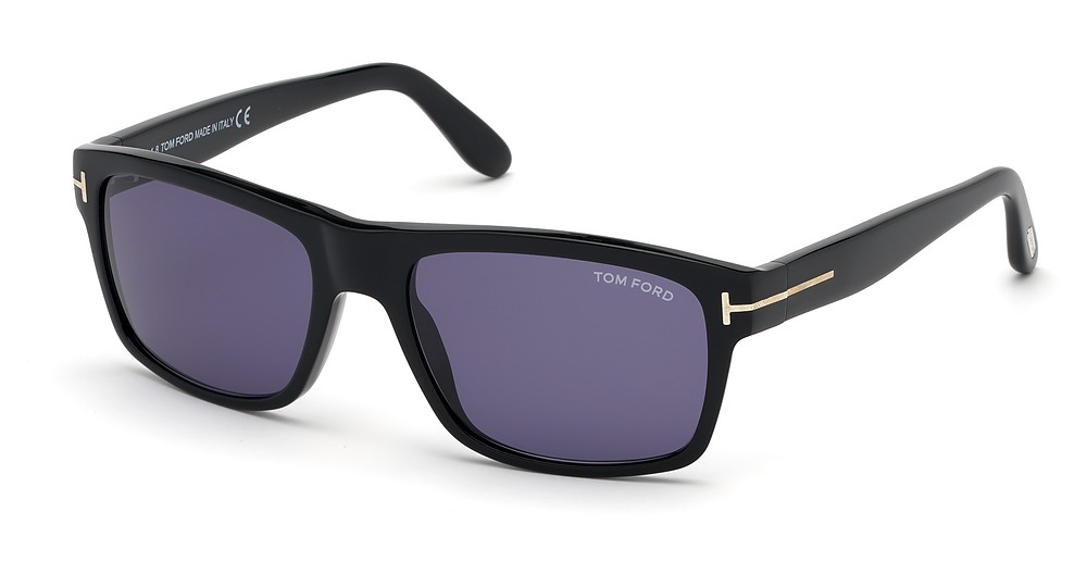 Tom Ford FT0678 irregular sunglasses in Shiny Black/Blue