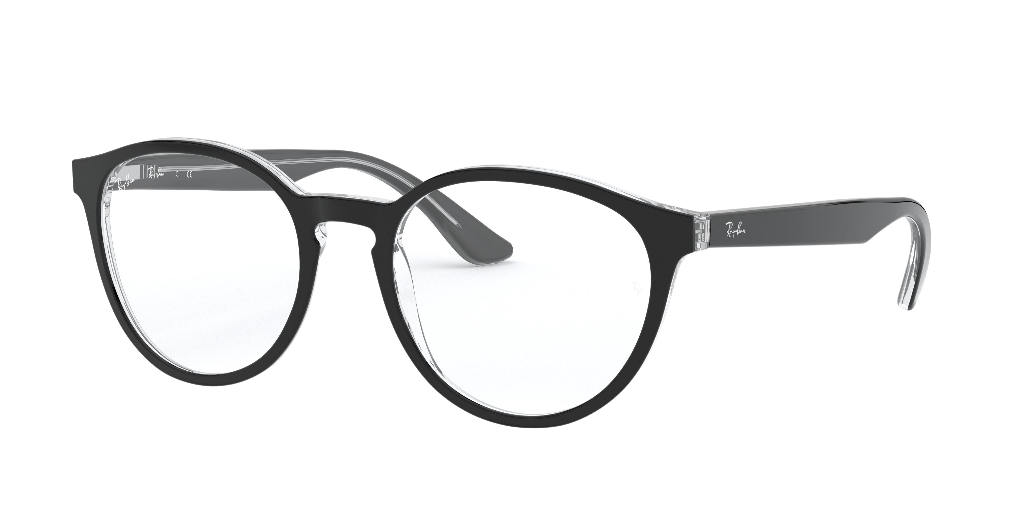 Ray-Ban RX5380 round eyeglasses in Top Black on Transparent