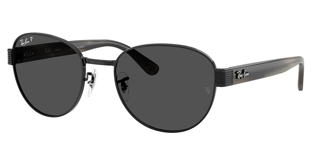 Ray-Ban RB3766CH round sunglasses in Black/Polarized Dark Grey