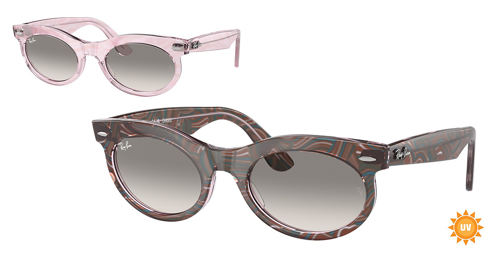 Ray-Ban RB2242F WAYFARER OVAL sunglasses in Photo Waves Purple/Clear Gradient Grey