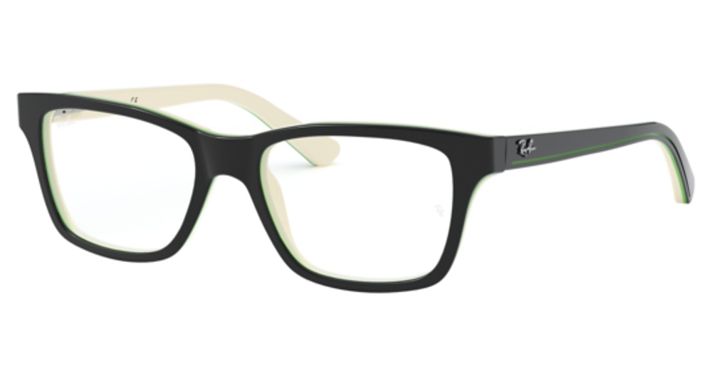 Ray-Ban RY1536 rectangle eyeglasses in Black on White/Green