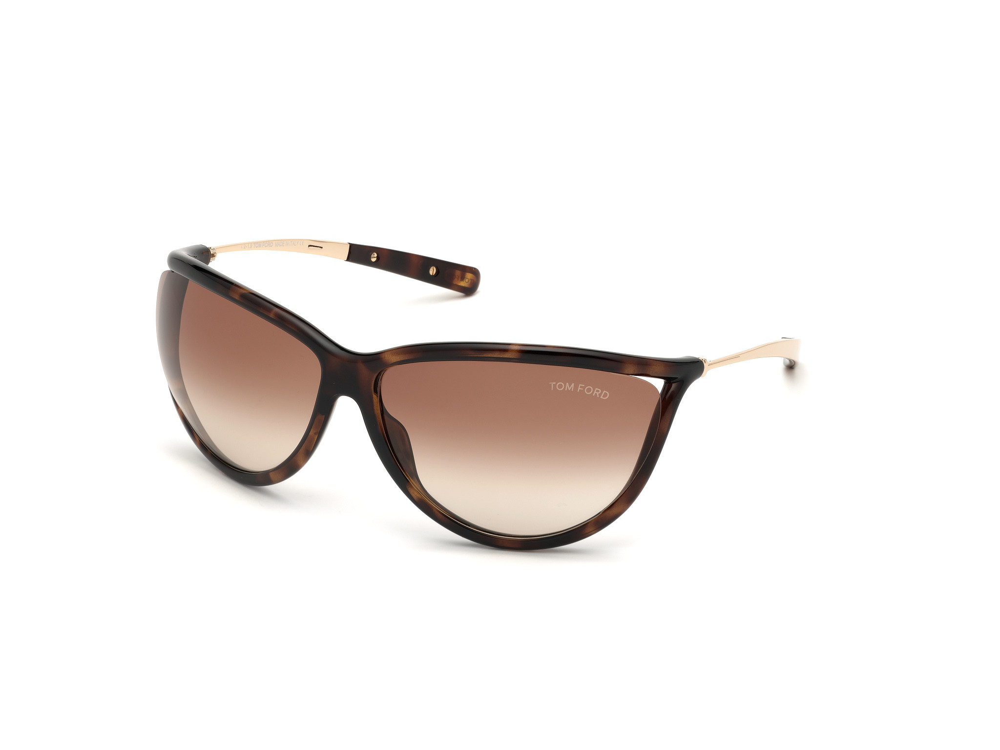Tom Ford FT0770 Tammy square sunglasses in Shiny Classic Dark Havana W. Rose
