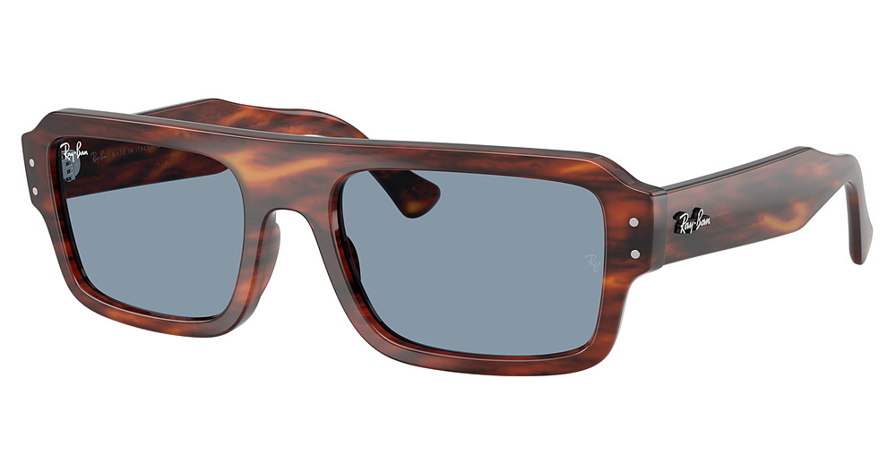 Ray-Ban RB4454 FLACKO rectangle sunglasses in Striped Havana/Blue