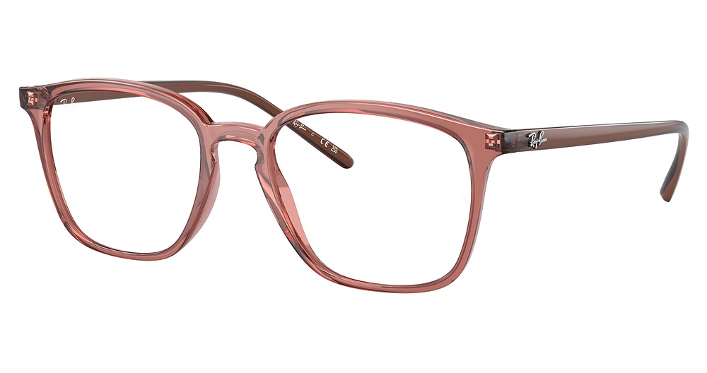 Ray-Ban RX7185F round eyeglasses in Transparent Light Brown