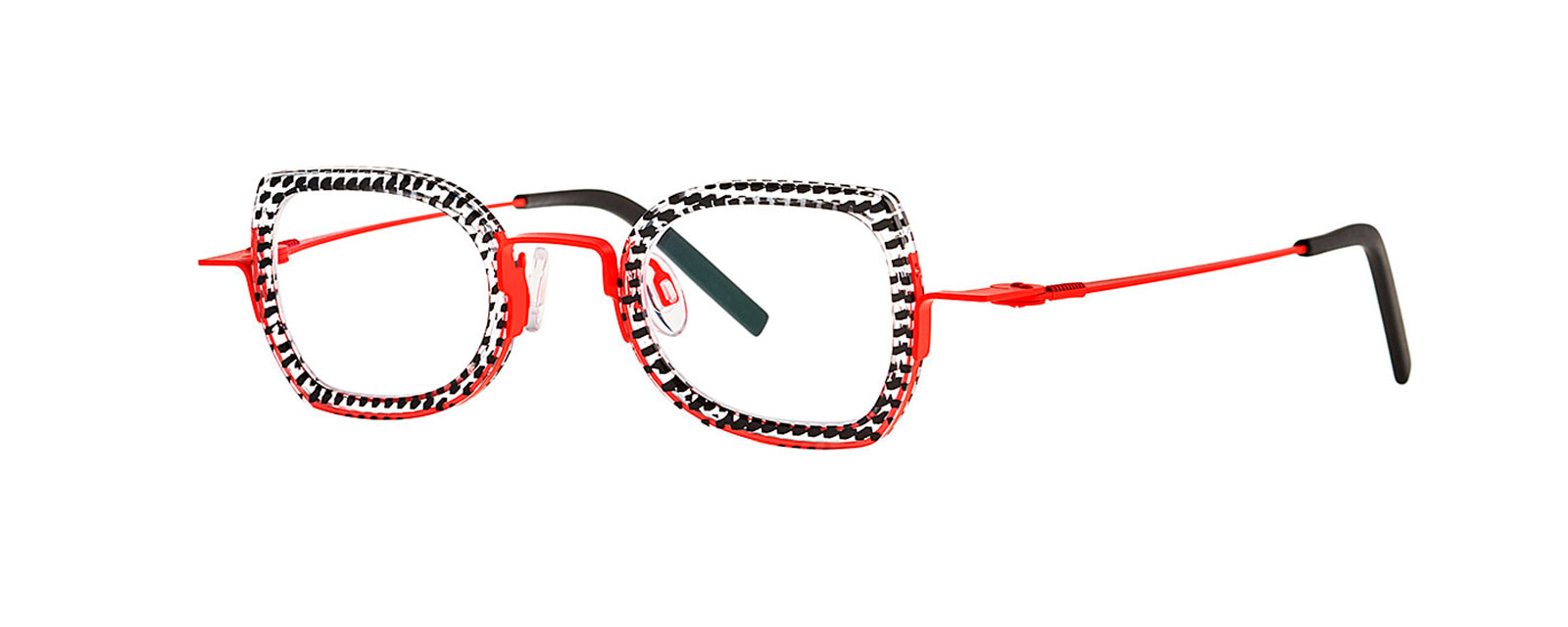 BLACK SQUARED CRYSTAL+FLUO RED
