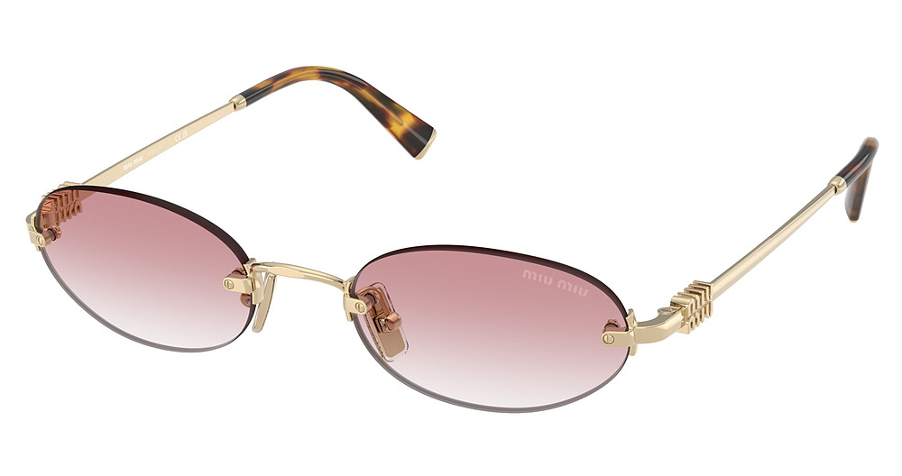 Miu Miu MU A54S round sunglasses in Pale Gold/Clear Gradient Pink