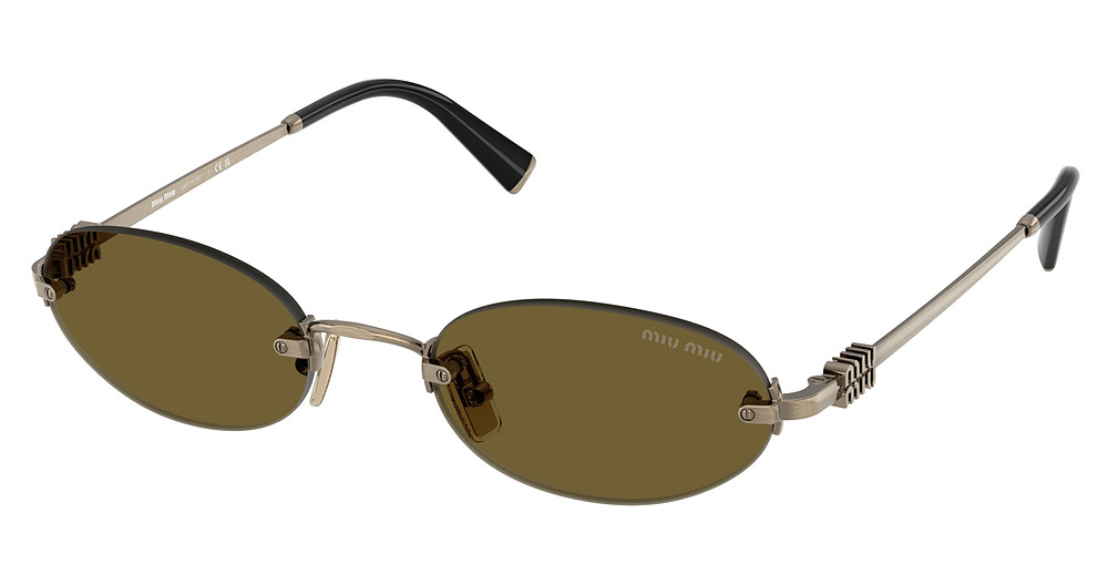 Miu Miu MU A54S round sunglasses in Old Gold/Dark Brown