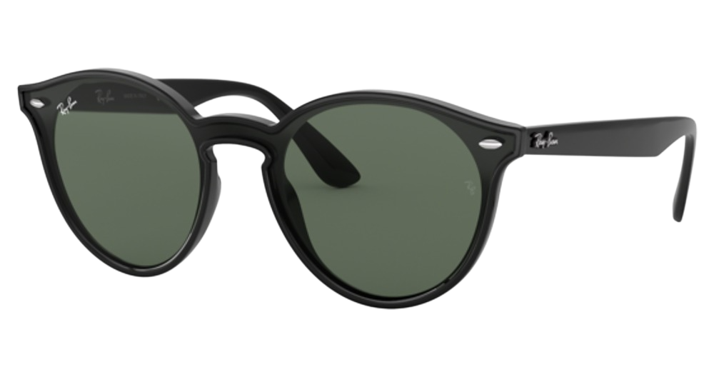 Ray-Ban RB4380N round sunglasses in Black/Dark Green