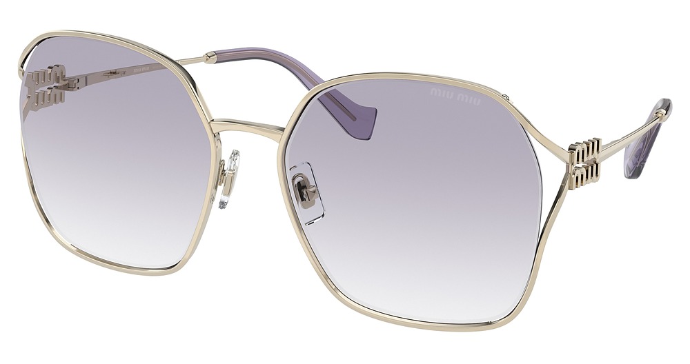 Miu Miu MU 52WS round sunglasses in Pale Gold/Clear Gradient Violet