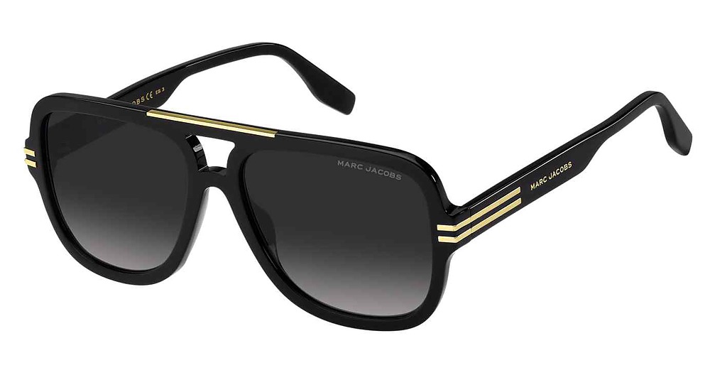 Marc Jacobs MARC 637/S aviator sunglasses in Black/Dark Grey Shaded