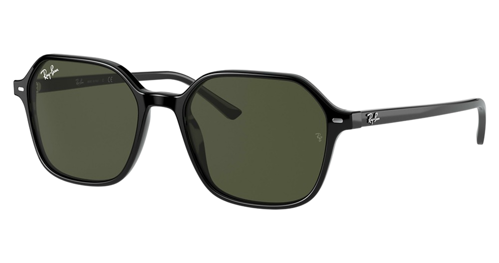 Ray-Ban RB2194 JOHN round sunglasses in Black/G 15 Green