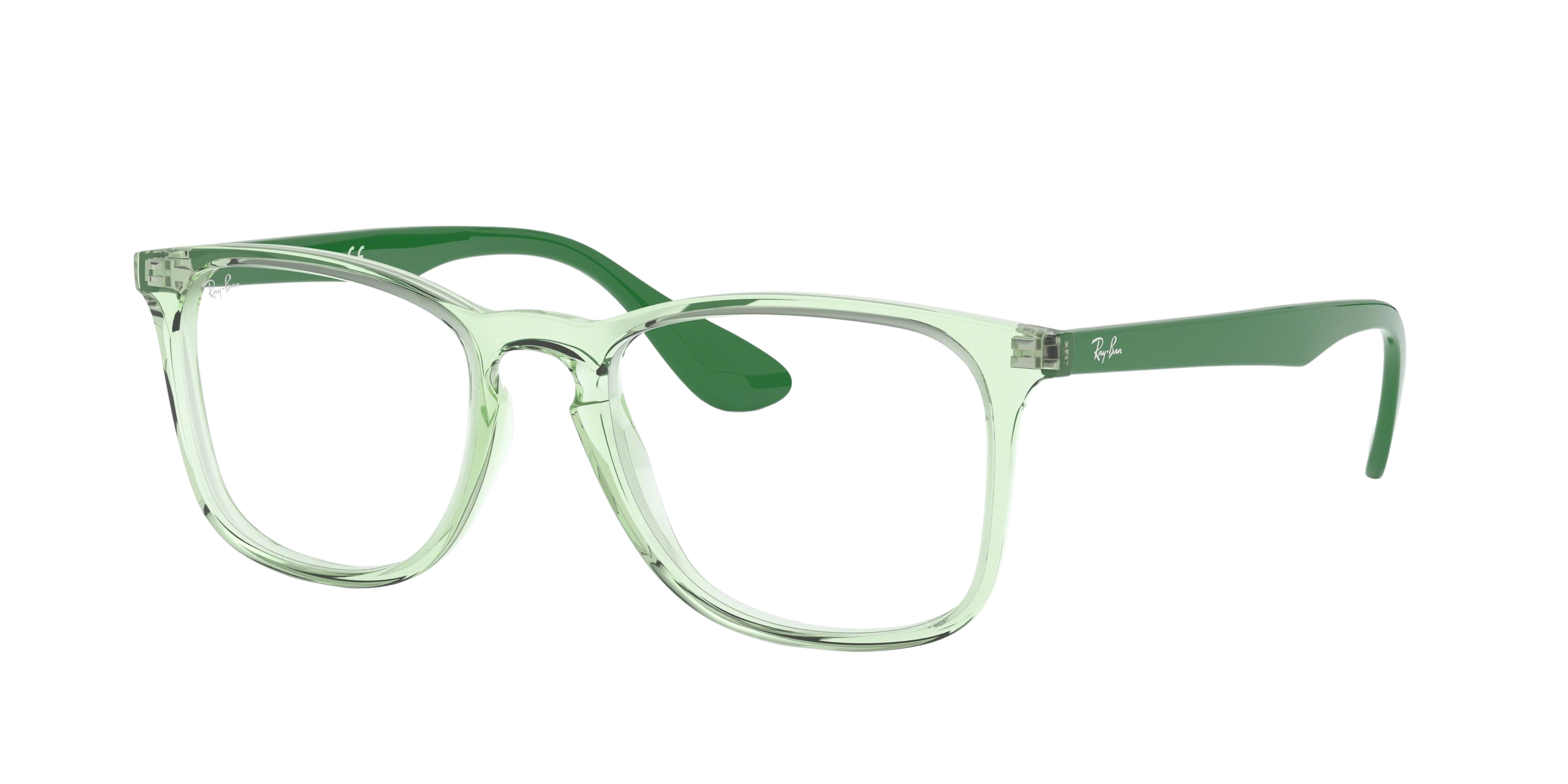 Ray-Ban RX7074 square eyeglasses in Transparent Green