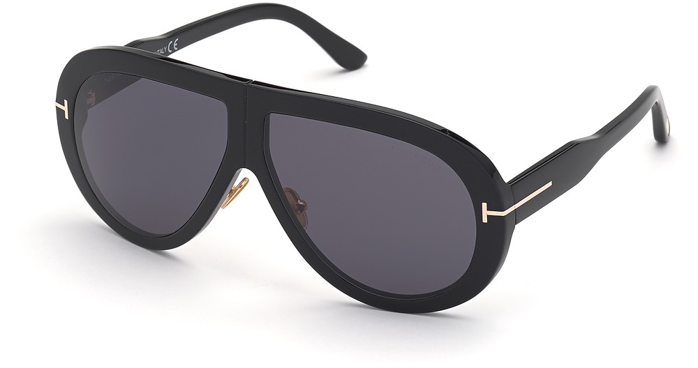 Tom Ford FT0836 aviator sunglasses in Shiny Black/Smoke