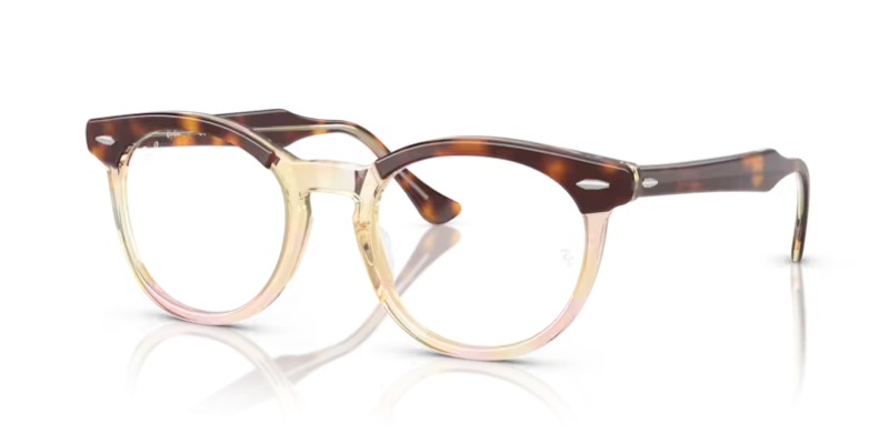 Ray-Ban RX5598 #N/D round eyeglasses in Light Havana on Multicol