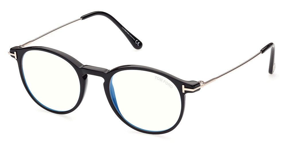 Tom Ford FT5759-B round eyeglasses in Shiny Black