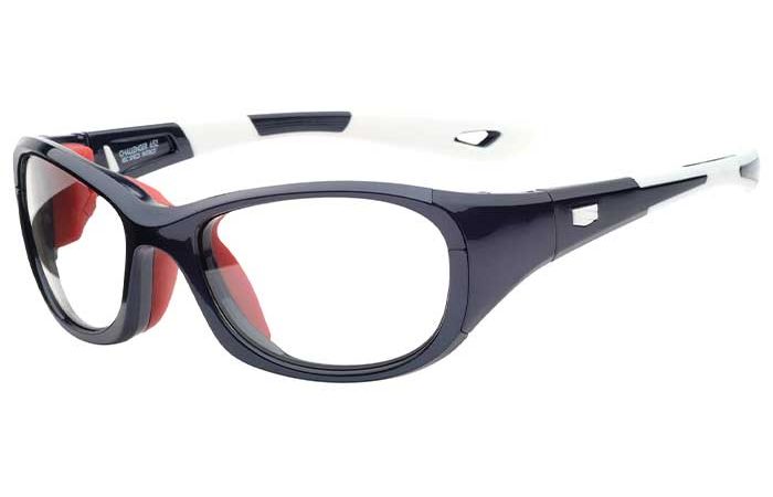 Shiny Navy/White / Clear with Silver Flash Mirror