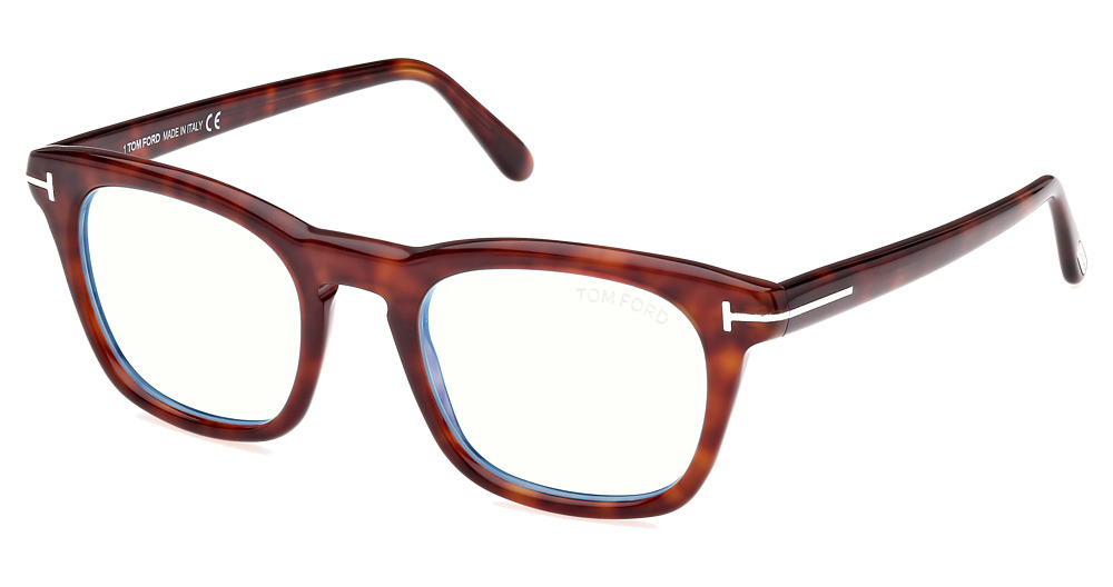 Tom Ford FT5870-F-B square eyeglasses in Red Havana