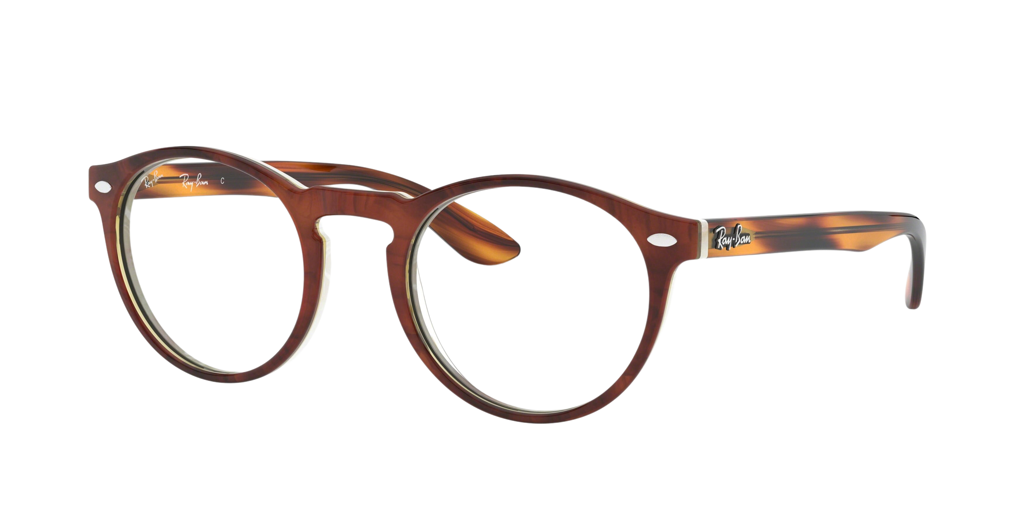 Ray-Ban RX5283 round eyeglasses in Top Havana Brown Horn Beige