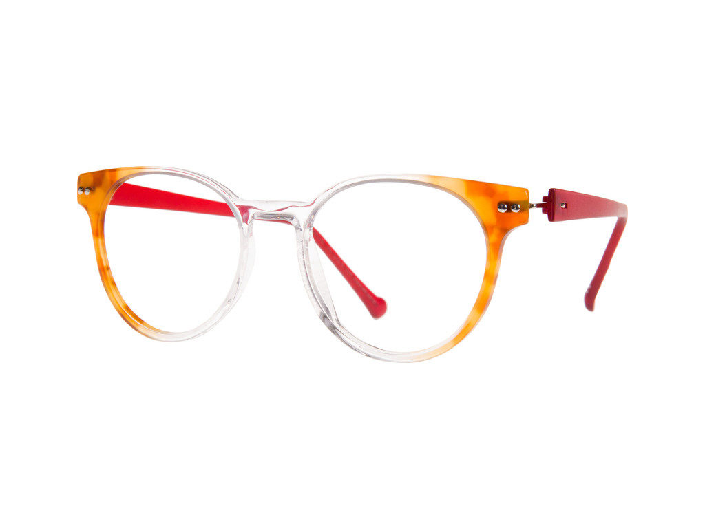 iGreen IGX003 round eyeglasses in Crystal Honey Fade With Matte Red