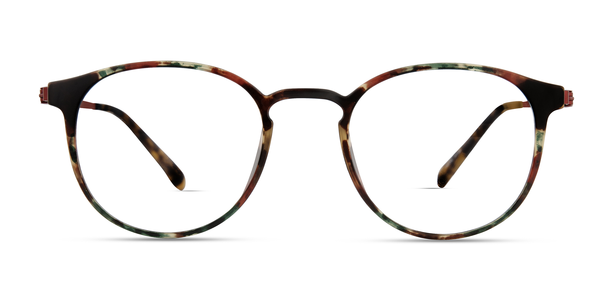 Modo 7002 round eyeglasses in Matte Red/Brown Tortoise