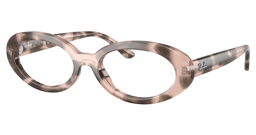 Ray-Ban RX2223VF round eyeglasses in Opal Pink Havana