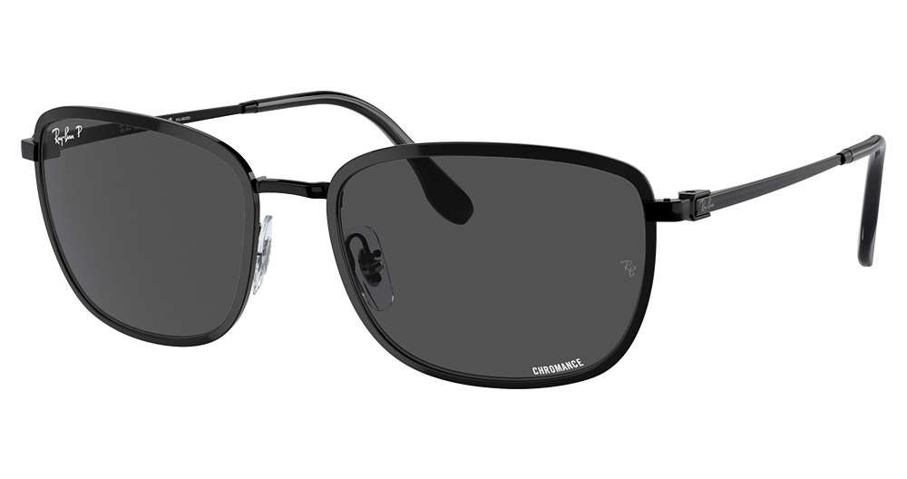 Ray-Ban RB3705 round sunglasses in Black/Polarized Dark Grey