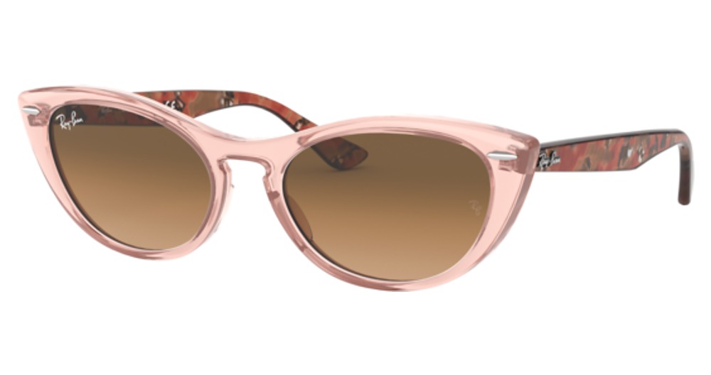 Ray-Ban RB4314N NINA cateye sunglasses in Transparent Light Brown/Clear Gradient Brown