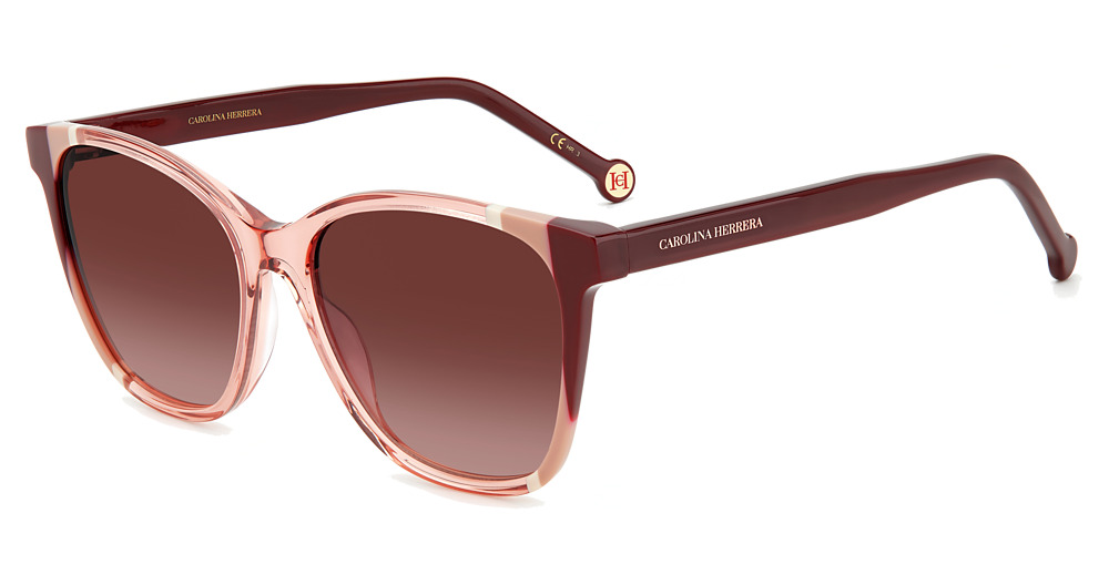Carolina Herrera CH 0061/S rectangle sunglasses in Burgundy Nude/Pink Doubleshade