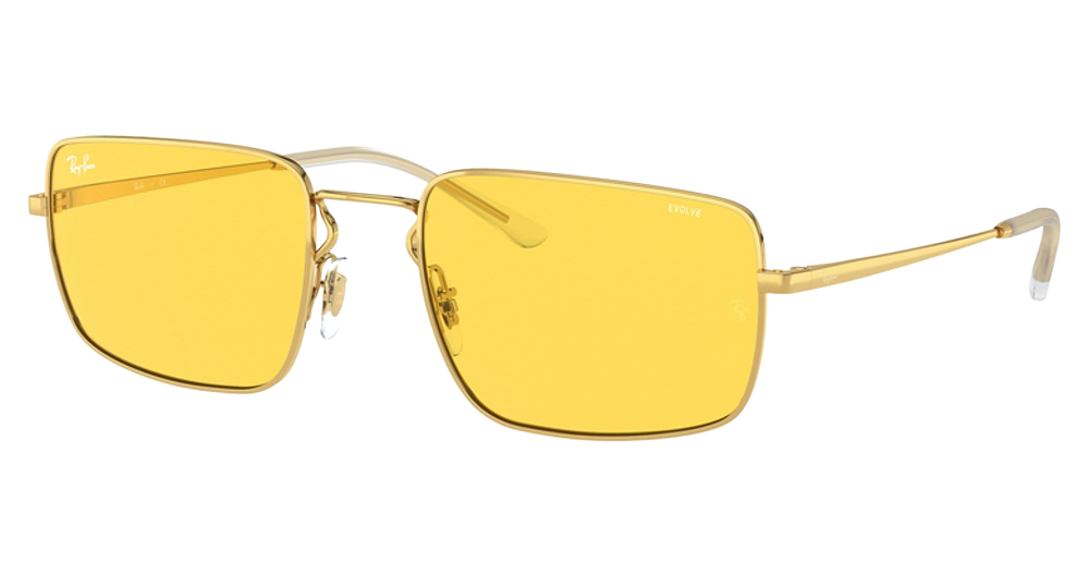Ray-Ban RB3669 rectangle sunglasses in Arista/Evolve Photo Yellow To Green