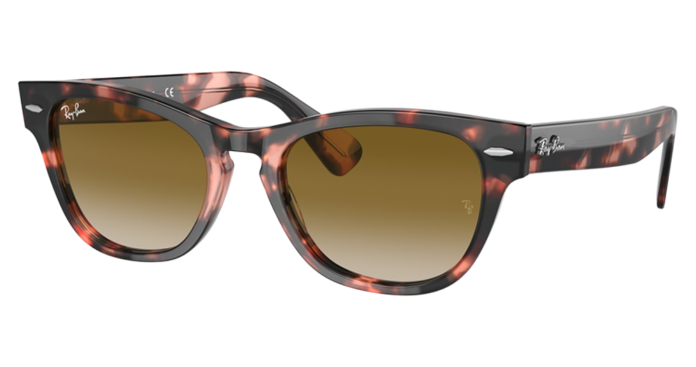 Ray-Ban RB2201 round sunglasses in Pink Havana/Clear Gradient Brown