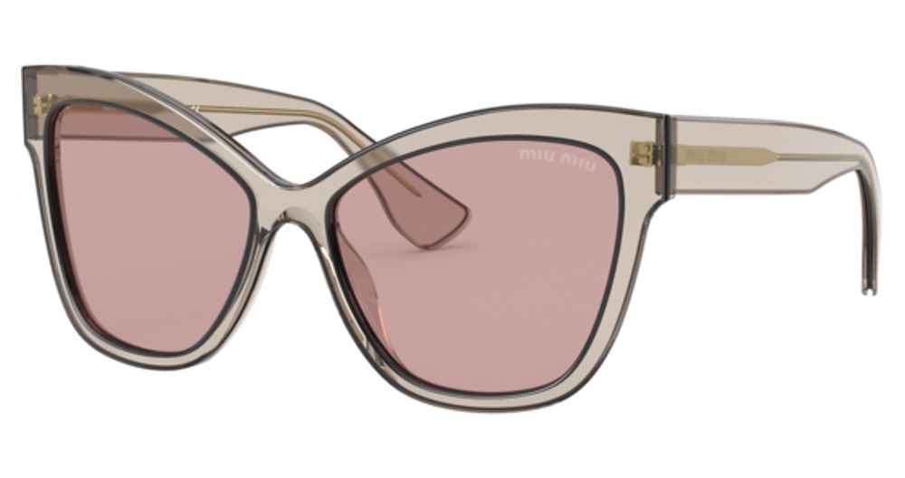 Miu Miu MU 08VS cateye sunglasses in Grey Transparent/Light Violet Flash Silver