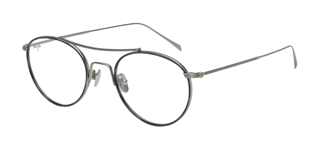 Gunmetal with Blue Tortoise Eye Rim