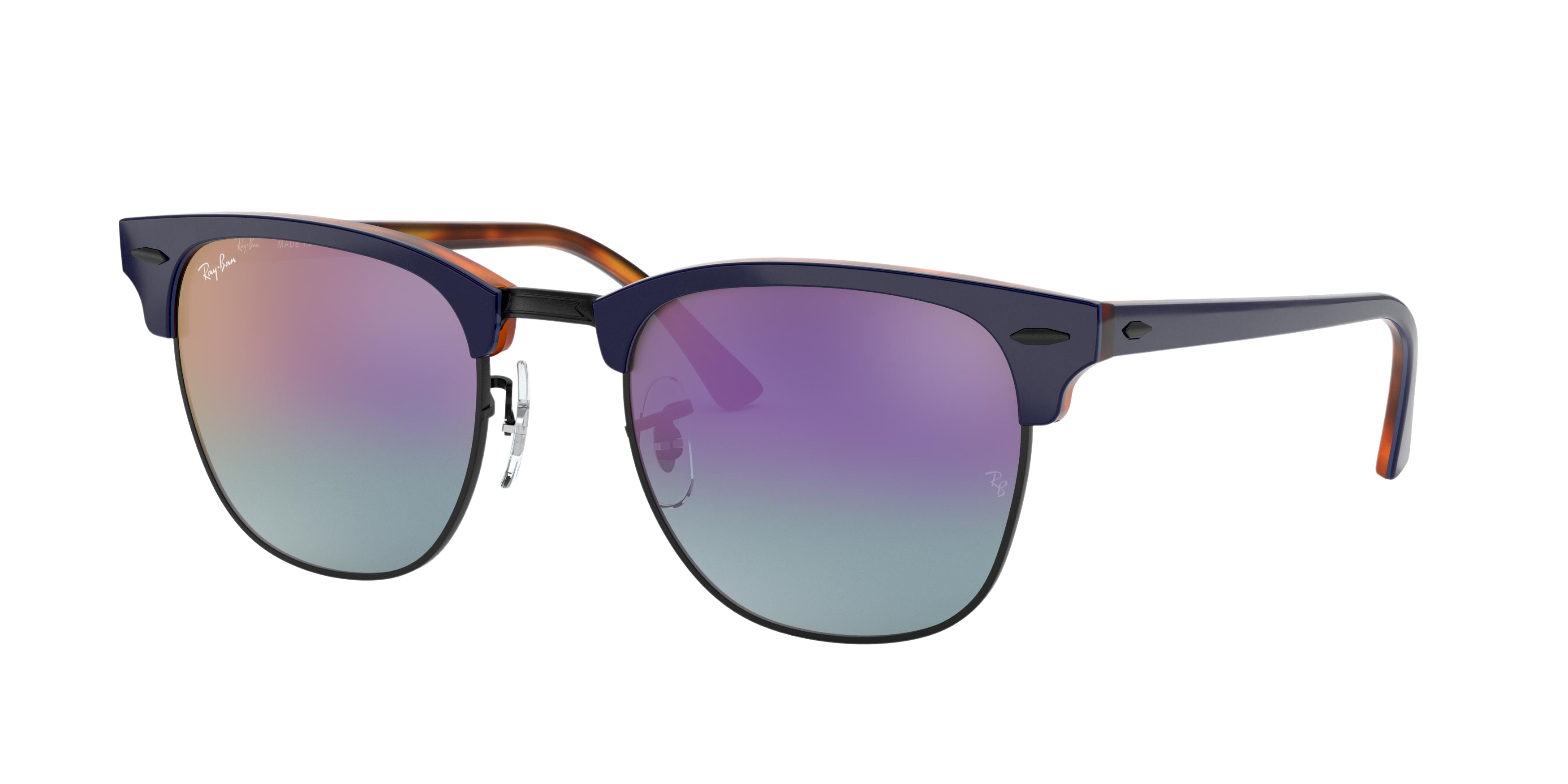 Ray-Ban RB3016F square sunglasses in Top Blue on Havana Red