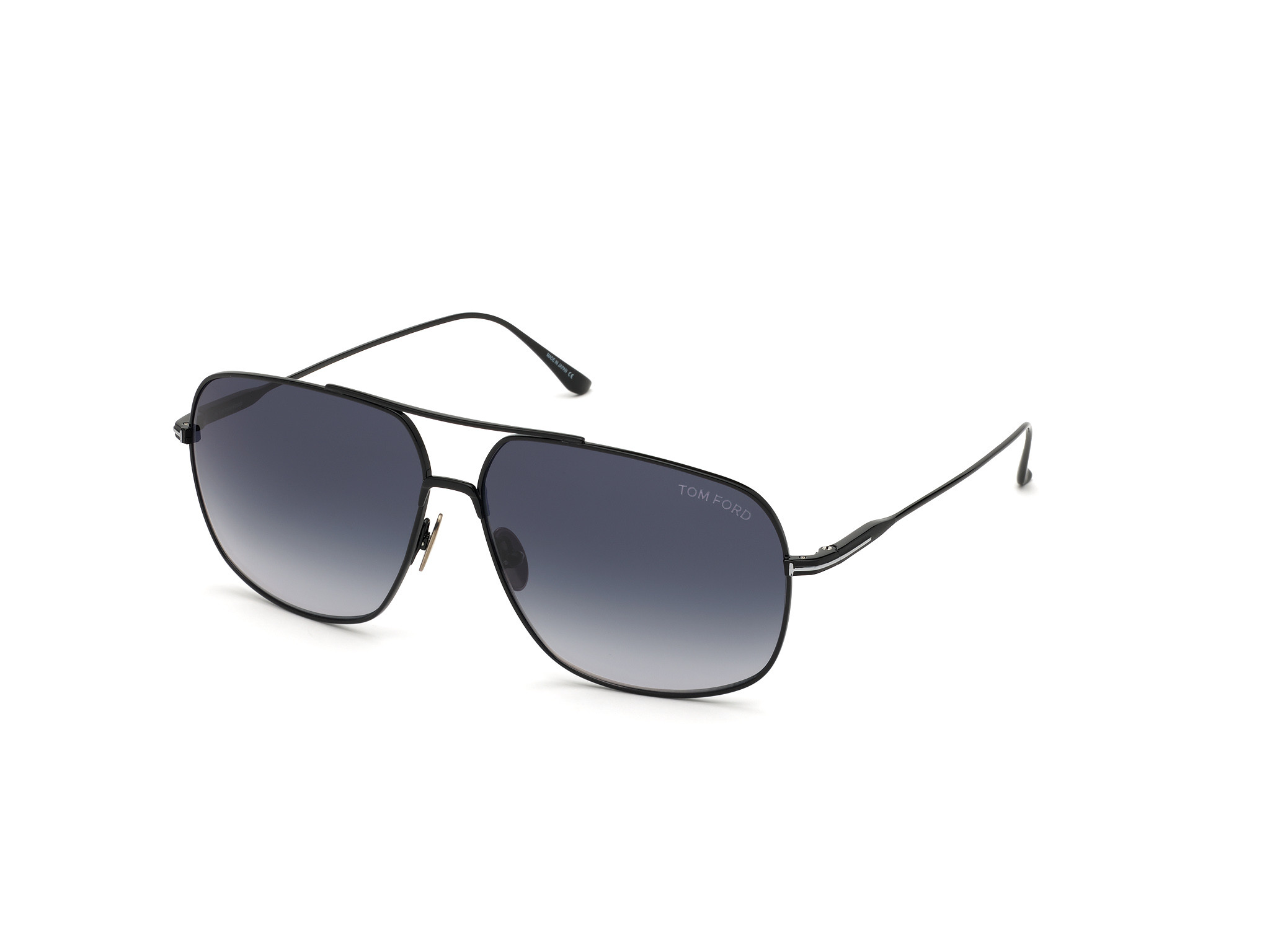 Tom Ford FT0746 John-02 square sunglasses in Shiny Black Titanium/Gradient Blue Lenses