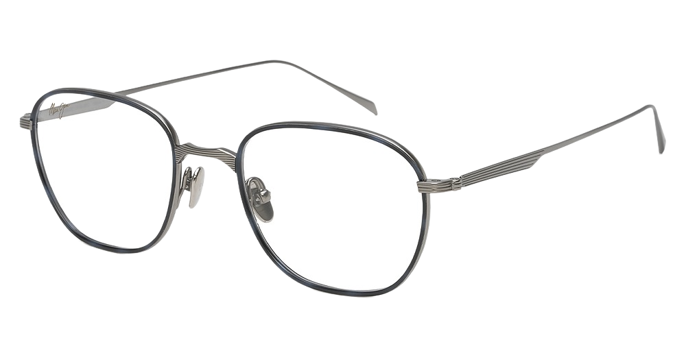 Gunmetal with Blue Tortoise Eye Rim