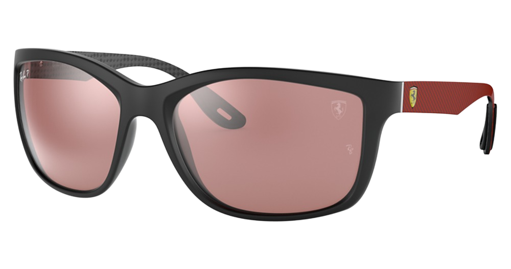 Ray-Ban RB8356M round sunglasses in Matte Black/Purple Mir Silver Polarized
