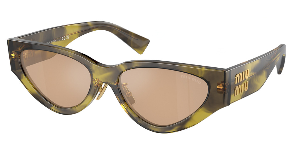 Miu Miu MU 03ZS cateye sunglasses in Striped Ivy/Light Orange Mirror Int Silver