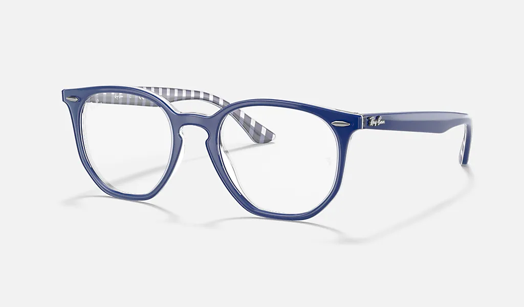 Ray-Ban RX7151 HEXAGONAL round eyeglasses in Blue/Grey Stripped