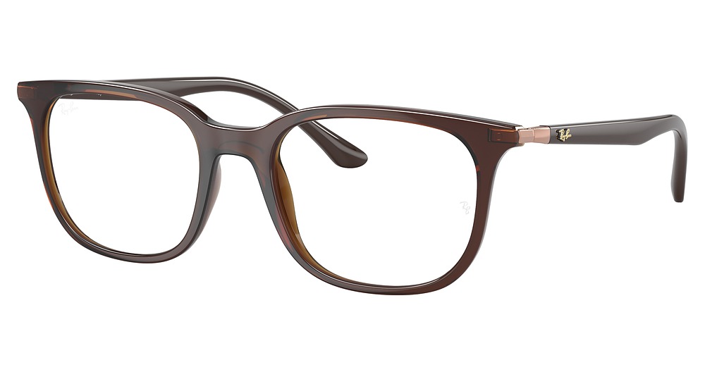 Ray-Ban RX7211 round eyeglasses in Transparent Brown