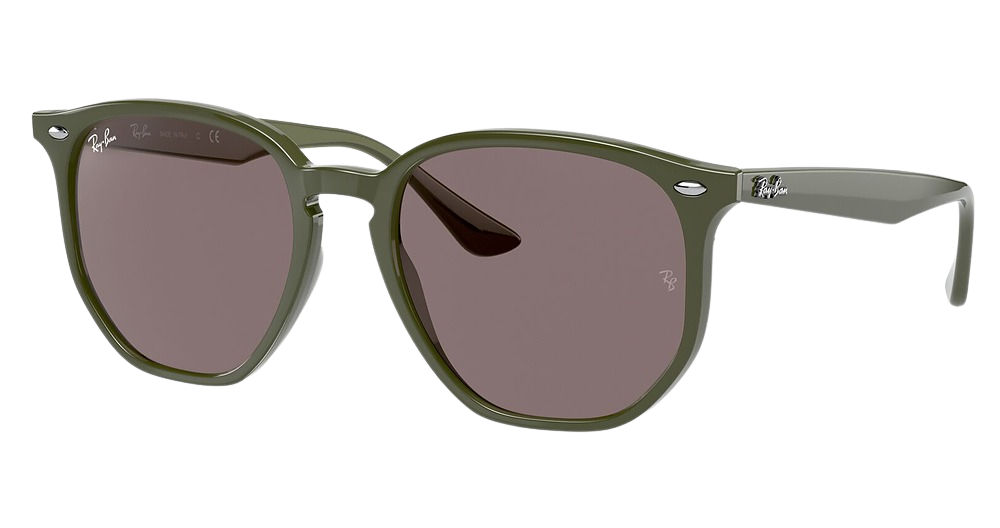 Ray-Ban RB4306 round sunglasses in Military Green/Violet