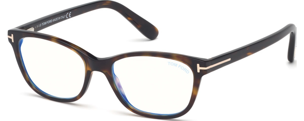 Shiny Classic Dark Havana, Rose Gold/ Blue Block Lenses