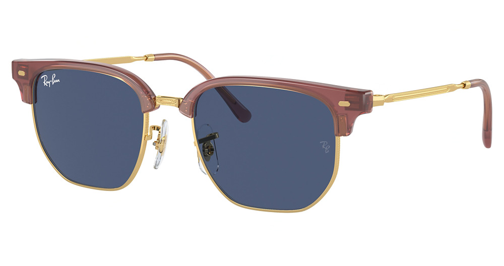 Ray-Ban RJ9116S JUNIOR NEW CLUBMASTER round sunglasses in Opal Pink on Arista/Dark Blue