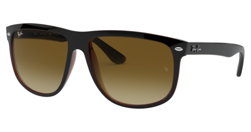 Ray-Ban RB4147 BOYFRIEND round sunglasses in Black on Brown/Brown Gradient Dark Brown