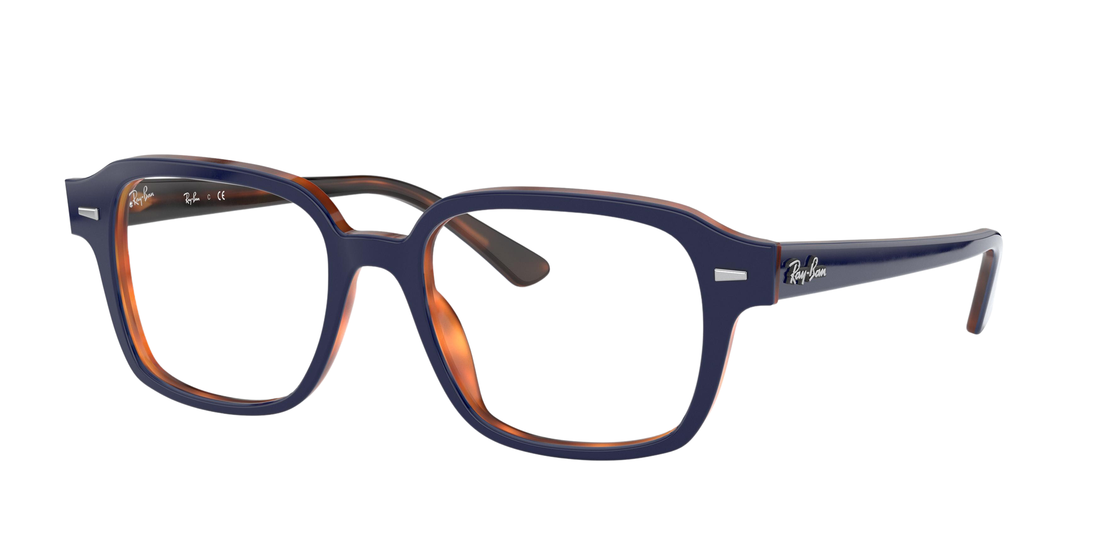 Ray-Ban RX5382 square eyeglasses in Top Blue on Havana Red