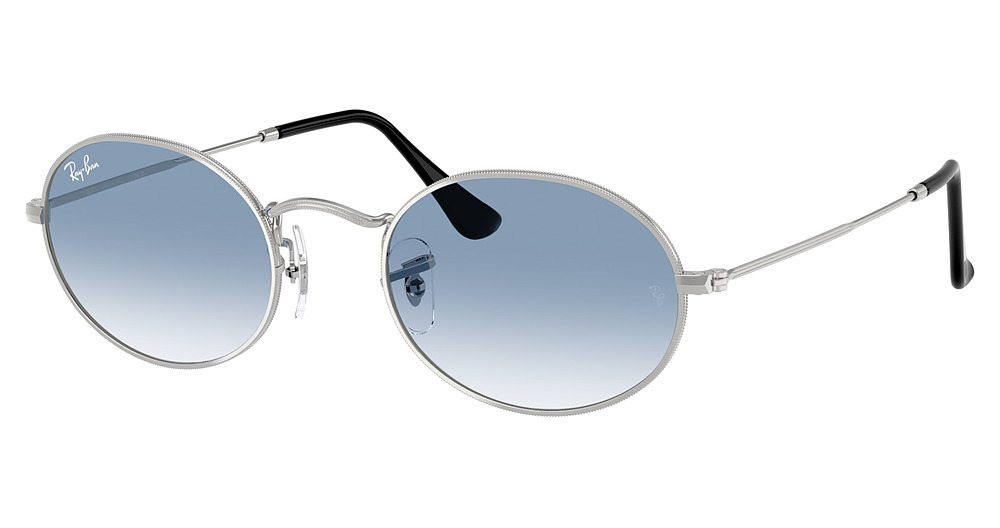 Ray-Ban RB3547 OVAL round sunglasses in Silver/Clear Gradient Blue