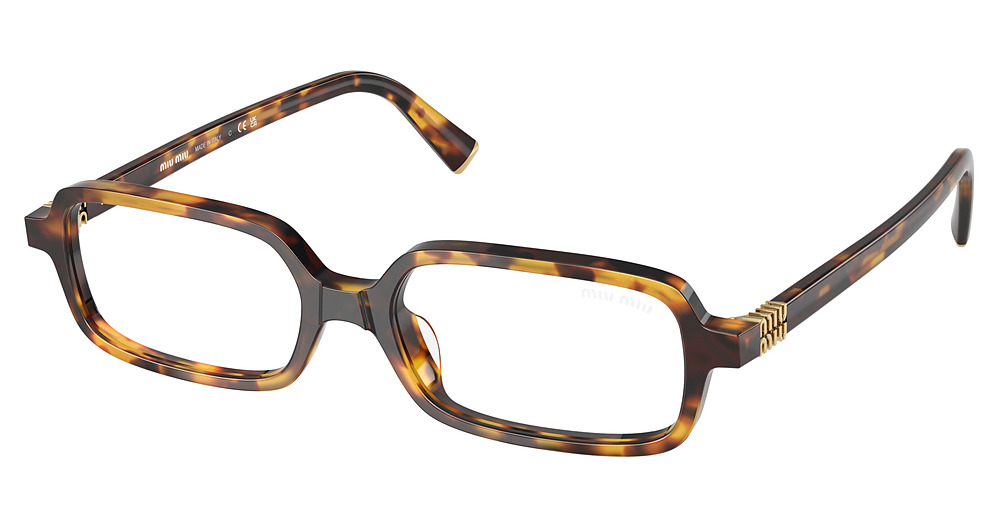 Miu Miu MU 11ZSF rectangle sunglasses in Havana Honey/Clear Blue Light Filter
