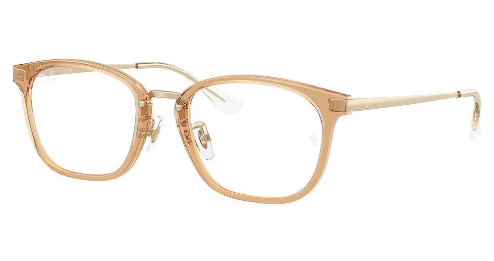 Ray-Ban RX7247D round eyeglasses in Transparent Brown on Pal