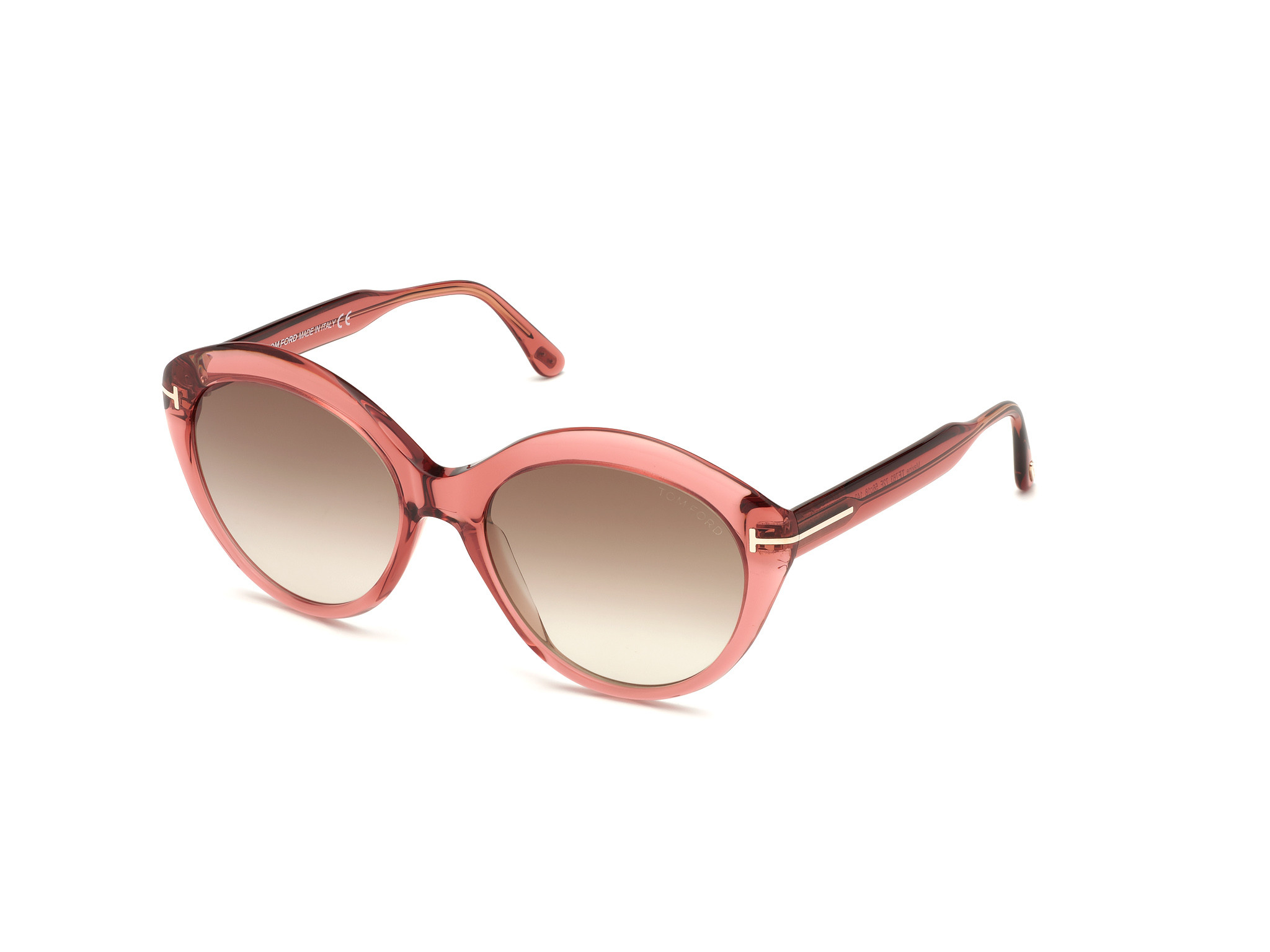 Tom Ford FT0763-F Maxine round sunglasses in Shiny Transparent Antique Pink