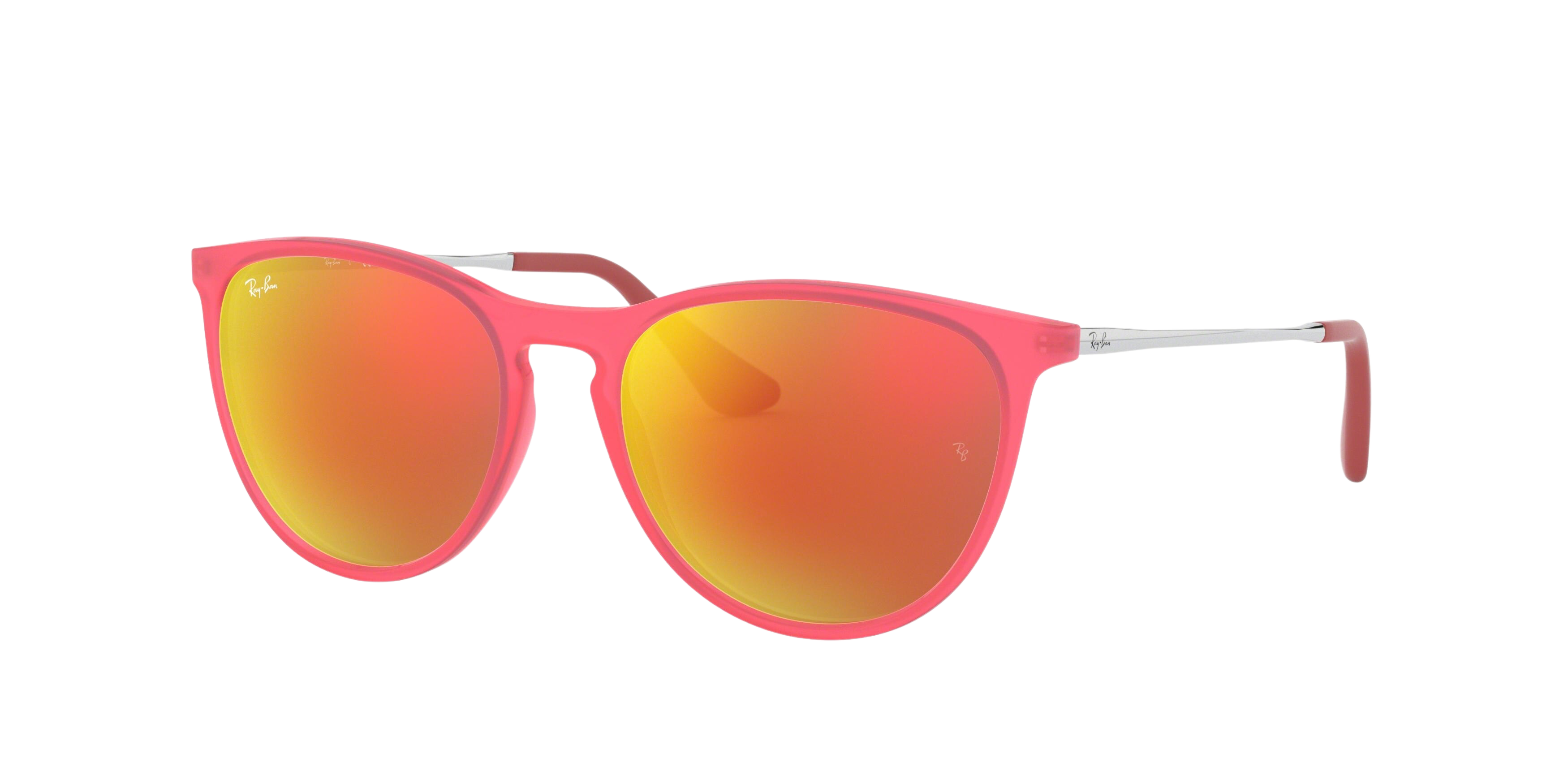 Ray-Ban RJ9060SF round sunglasses in Fuxia Fluo Trasp Rubber
